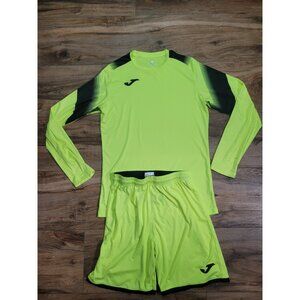 Joma Mens Neon Yellow Long Sleeve Padded Sleeve Soccer Goalie Goal Keeper Set